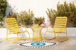Novogratz Roberta Indoor or Outdoor Rocker Rocking Chair 3 pc Set in Yellow-21036