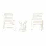 Novogratz Roberta Indoor or Outdoor Rocker Rocking Chair 3 pc Set in White-0