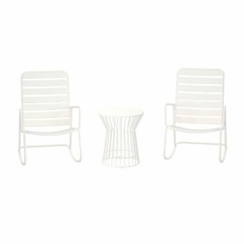 Novogratz Roberta Indoor or Outdoor Rocker Rocking Chair 3 pc Set in White-0