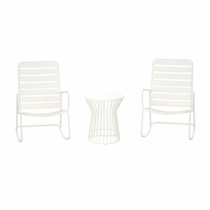 Novogratz Roberta Indoor or Outdoor Rocker Rocking Chair 3 pc Set in White-0