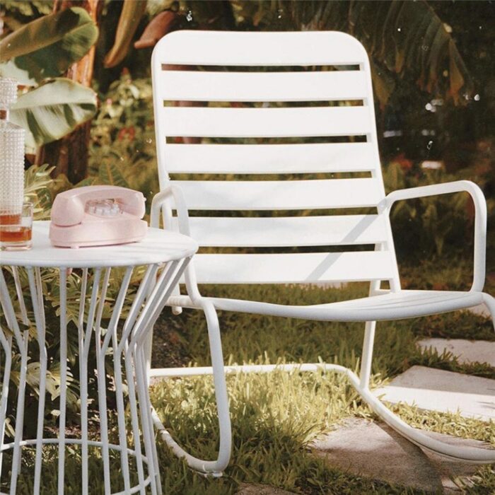 Novogratz Roberta Indoor or Outdoor Rocker Rocking Chair 3 pc Set in White-21051