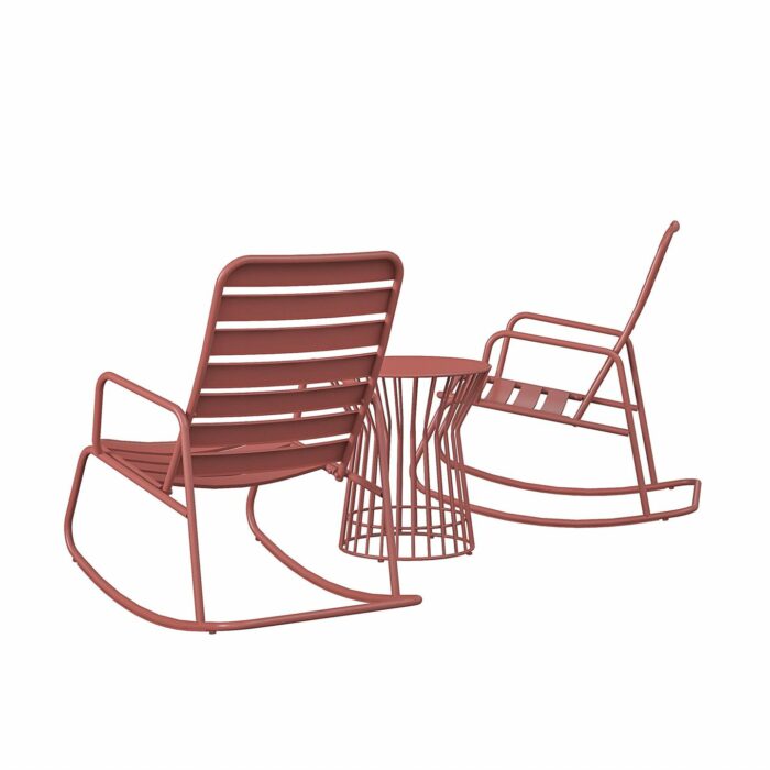 Novogratz Roberta Indoor or Outdoor Rocker Rocking Chair 3 pc Set in Red-21070