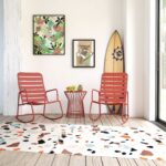 Novogratz Roberta Indoor or Outdoor Rocker Rocking Chair 3 pc Set in Red-0