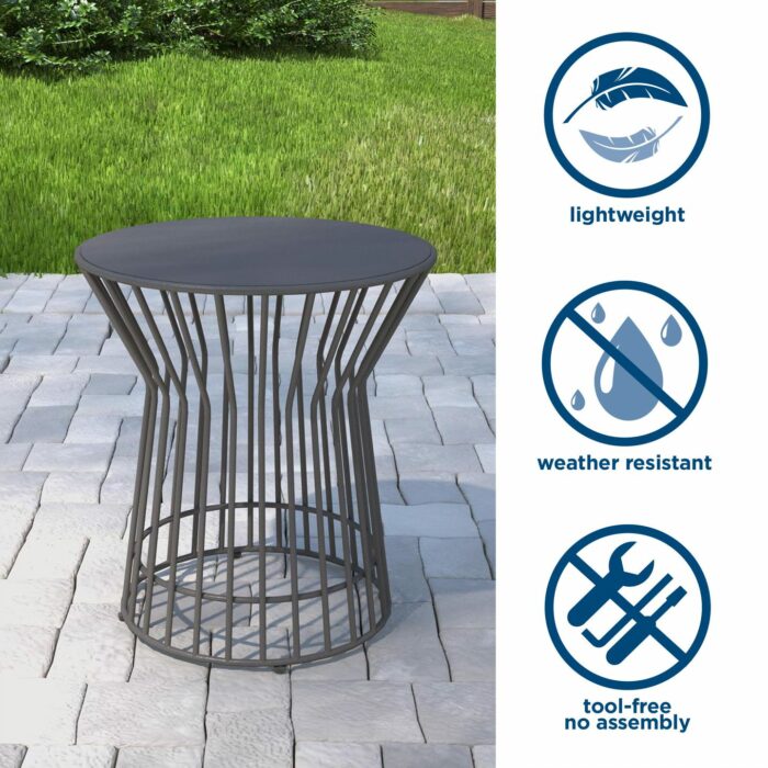 Novogratz Roberta Indoor or Outdoor Rocker Rocking Chair 3 pc Set in Charcoal-21005