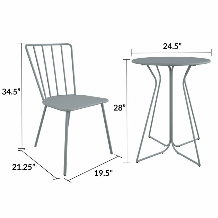 Novogratz Heidi Bistro Indoor or Outdoor Set in Grey-20950