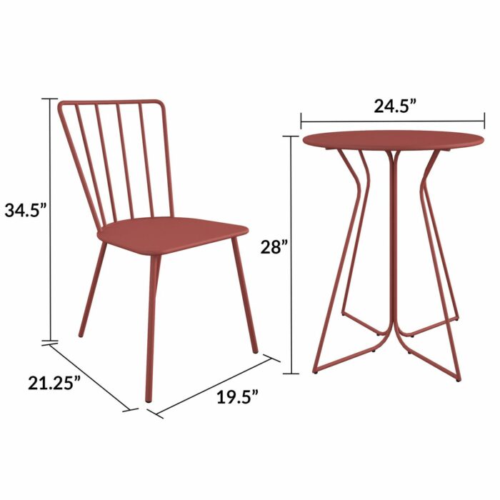 Novogratz Heidi Bistro Indoor or Outdoor Set in Red-20961