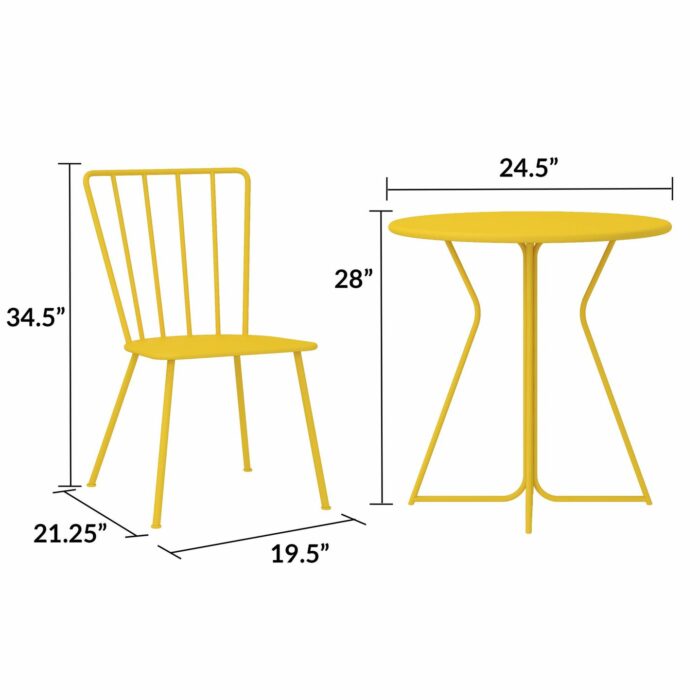 Novogratz Heidi Bistro Indoor or Outdoor Set in Yellow-20989