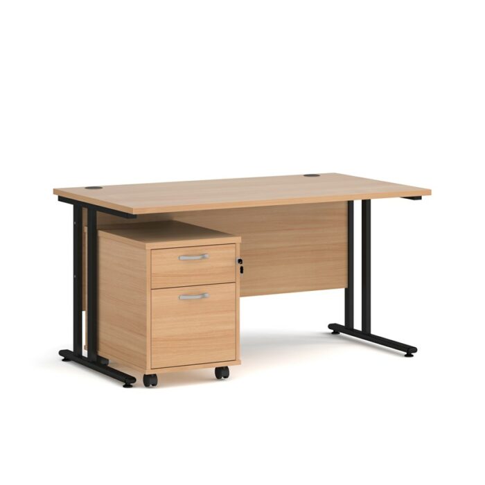 BIG DEALS Straight Desk with 2 Drawer Pedestal - choice of Size-21622
