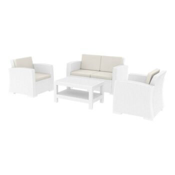 Zap Monaco 4 piece Sofa Set in White - Non Rust or Fade-0