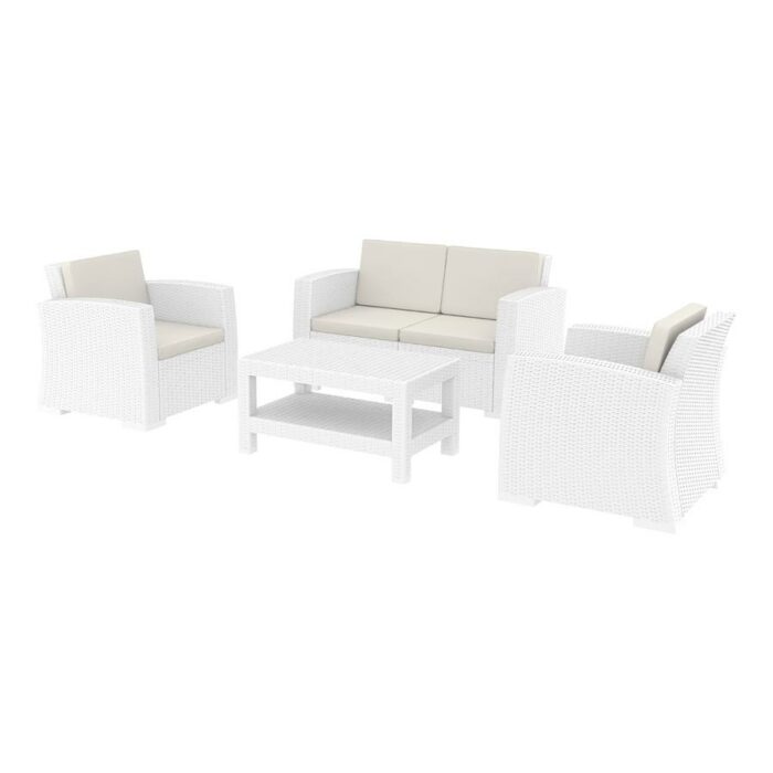 Zap Monaco 4 piece Sofa Set in White - Non Rust or Fade-0