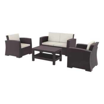 Zap Monaco 4 piece Sofa Set in Brown - Non Rust or Fade-0
