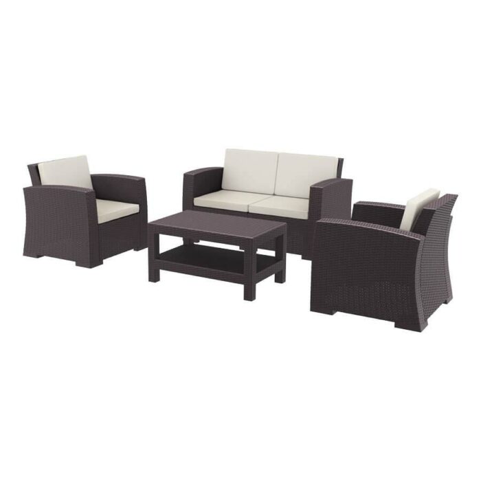 Zap Monaco 4 piece Sofa Set in Brown - Non Rust or Fade-0