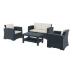 Zap Monaco 4 piece Sofa Set in Dark Grey - Non Rust or Fade-0