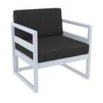 zap mykonos Lounge set in resin White with dark grey cushions - No rust-21724