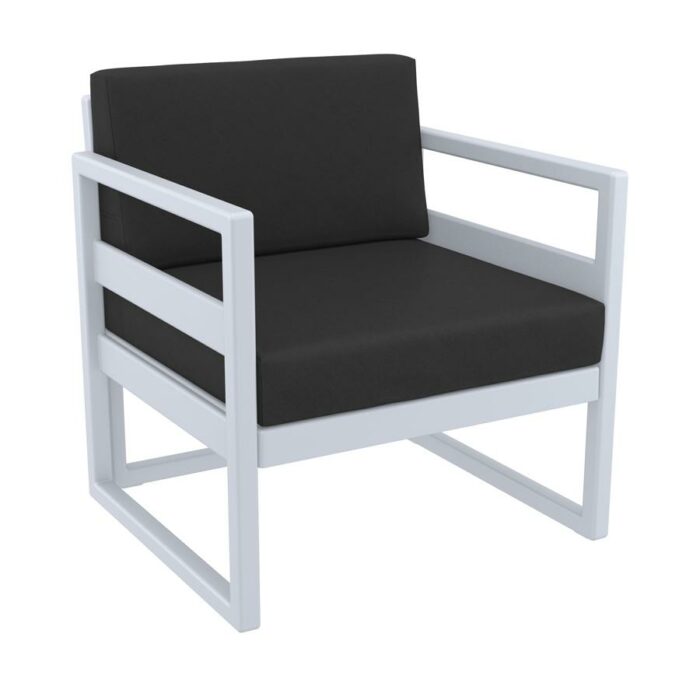 zap mykonos Lounge set in resin White with dark grey cushions - No rust-21724