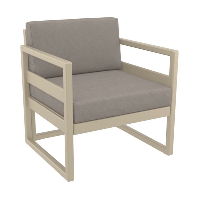 zap mykonos Lounge set in resin Taupe with light brown cushions - No rust-21716