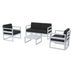 zap mykonos Lounge set in resin Silver grey with Black cushions - No rust-21703