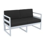 zap mykonos Lounge set in resin White with dark grey cushions - No rust-21725