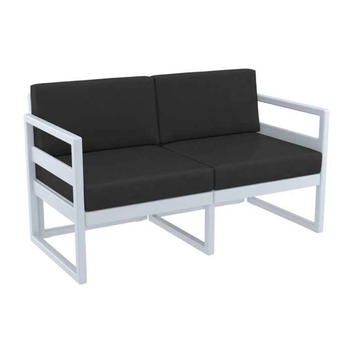 zap mykonos Lounge set in resin White with dark grey cushions - No rust-21725