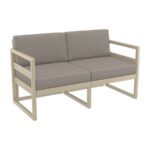 zap mykonos Lounge set in resin Taupe with light brown cushions - No rust-21719