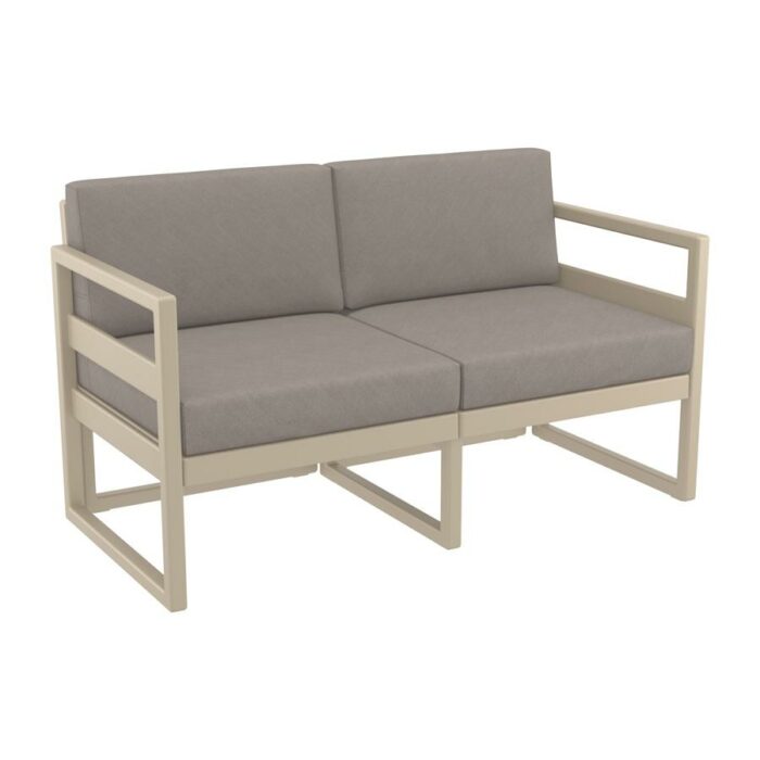 zap mykonos Lounge set in resin Taupe with light brown cushions - No rust-21719