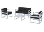 zap mykonos Lounge set in resin Silver grey with Black cushions - No rust-0