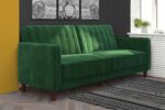 Dorel Pin Tufted Transitional Sofa Bed in Green Velvet-0