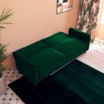 Dorel Pin Tufted Transitional Sofa Bed in Green Velvet-21345