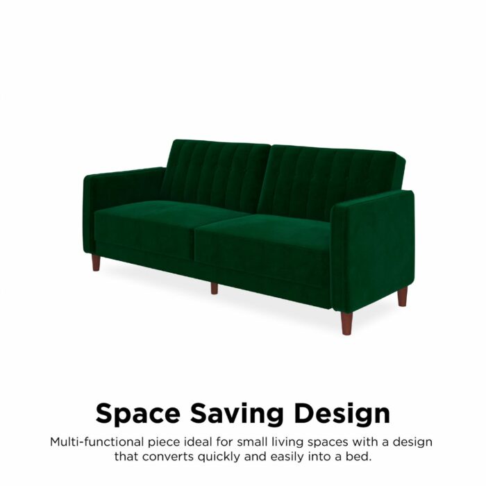 Dorel Pin Tufted Transitional Sofa Bed in Green Velvet-21344