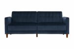 Dorel Pin Tufted Transitional Sofa Bed in Blue Velvet-0