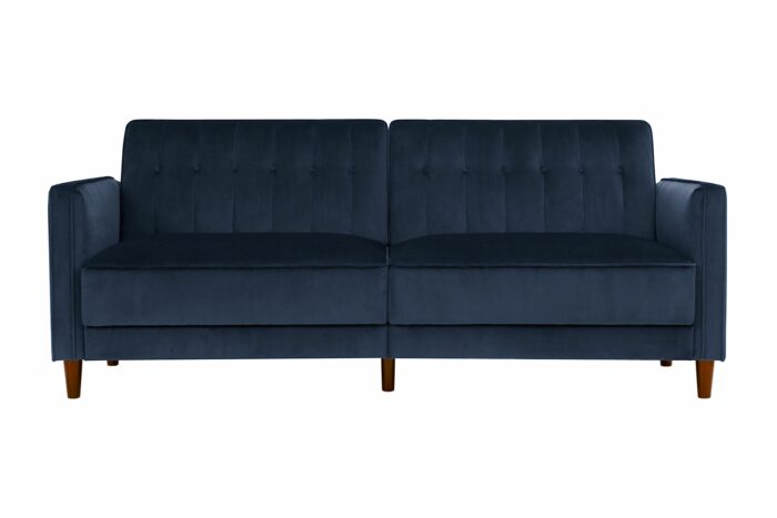 Dorel Pin Tufted Transitional Sofa Bed in Blue Velvet-0