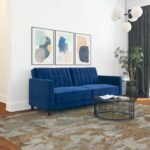 Dorel Pin Tufted Transitional Sofa Bed in Blue Velvet-21357
