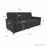 Dorel Andora Sprung Sofa Bed in Grey Linen-21361