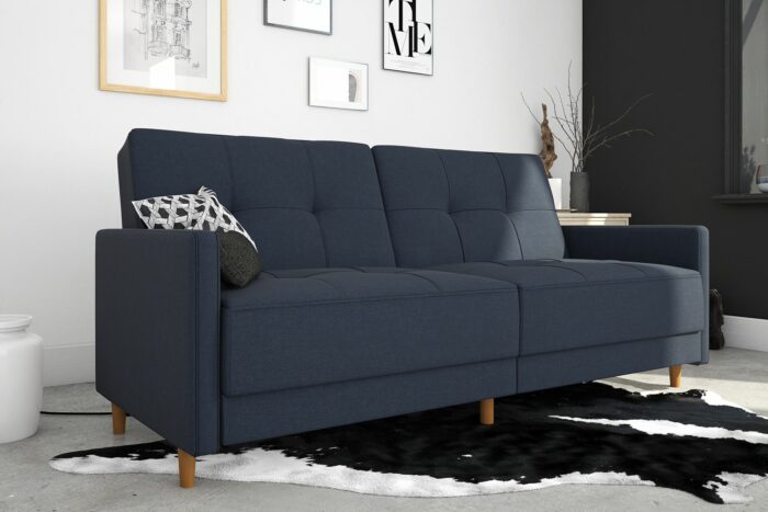 Dorel Andora Sprung Sofa Bed in Blue Linen-21375