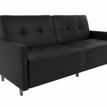 Dorel Andora Sprung Sofa Bed in Black Faux Leather-0