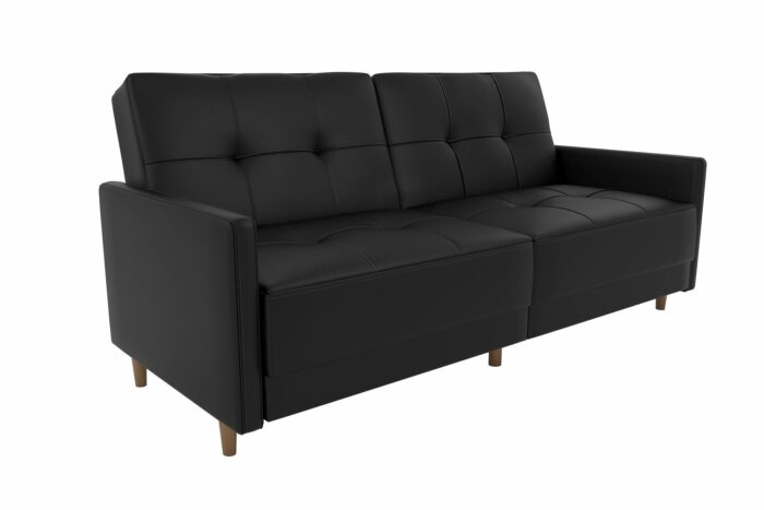 Dorel Andora Sprung Sofa Bed in Black Faux Leather-0