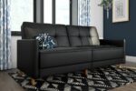 Dorel Andora Sprung Sofa Bed in Black Faux Leather-21397
