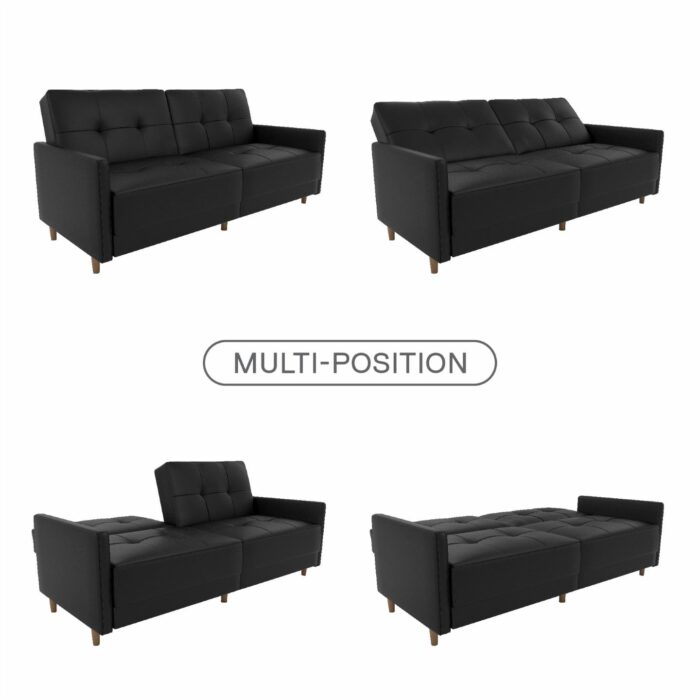 Dorel Andora Sprung Sofa Bed in Black Faux Leather-21392