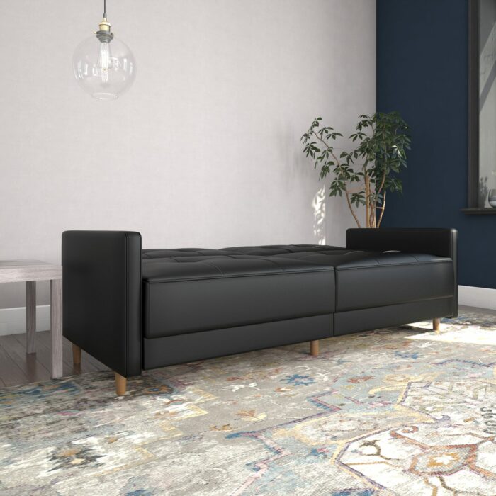 Dorel Andora Sprung Sofa Bed in Black Faux Leather-21395