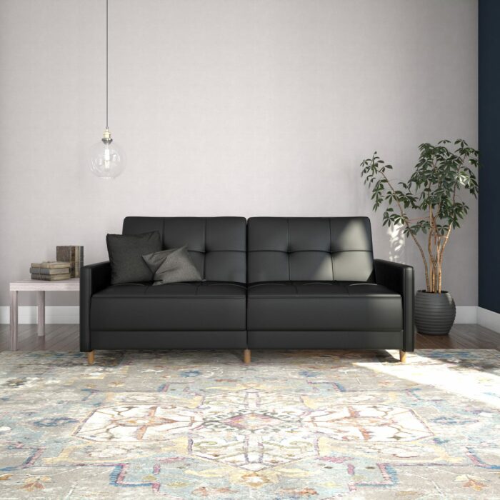 Dorel Andora Sprung Sofa Bed in Black Faux Leather-21394