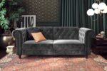 Dorel Felix Chesterfield Sofa Bed in Grey Velvet-21440