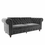 Dorel Felix Chesterfield Sofa Bed in Grey Velvet-0