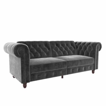 Dorel Felix Chesterfield Sofa Bed in Grey Velvet-0