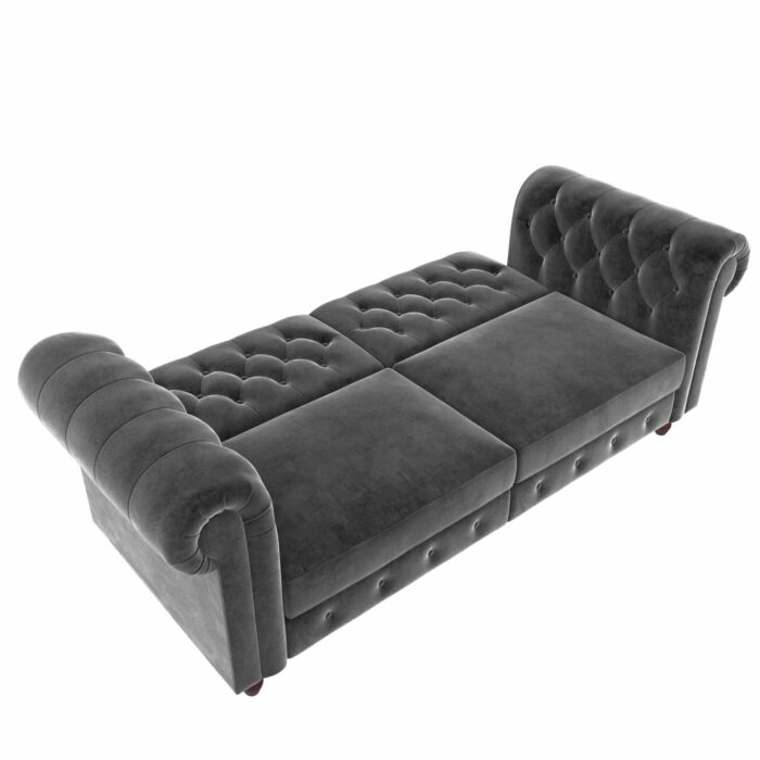 Dorel Felix Chesterfield Sofa Bed in Grey Velvet-21436