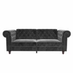 Dorel Felix Chesterfield Sofa Bed in Grey Velvet-21432