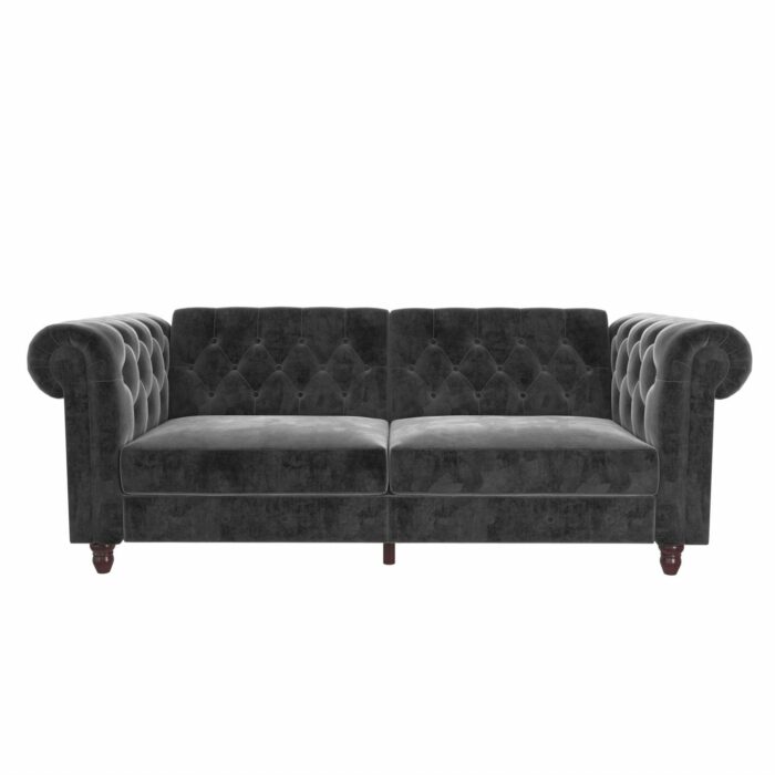 Dorel Felix Chesterfield Sofa Bed in Grey Velvet-21432