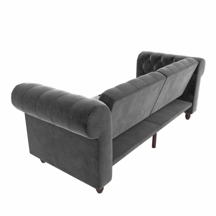 Dorel Felix Chesterfield Sofa Bed in Grey Velvet-21435