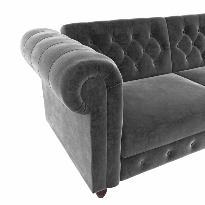 Dorel Felix Chesterfield Sofa Bed in Grey Velvet-21438