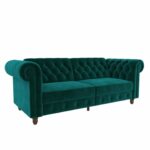 Dorel Felix Chesterfield Sofa Bed in Teal Green Velvet-0