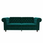 Dorel Felix Chesterfield Sofa Bed in Teal Green Velvet-21461